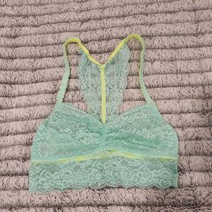 Mint green and neon yellow lace Victorias secret PINK bralette size XS.